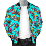Neon Light Blue With HawkMoth Style Men's Bomber Jacket