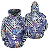 Violet Tropical Flowers Art Design All Over Hoodie