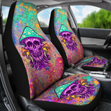 Psychedelic Design With Violet Skull & Mushrooms Car Seat Cover