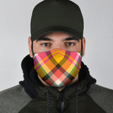 Tartan Design in Super Fresh Orange & Pink Colors Protection Face Mask