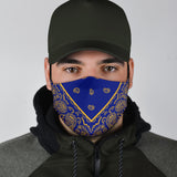 Luxury Perfect Royal Blue and Yellow Bandana Style Protection Face Mask