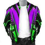 Racing Style Violet & Neon Green Stripes Vibes Men's Bomber Jacket