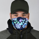 Deep Blue Floral Art Protection Face Mask