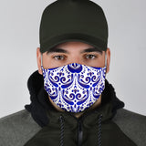 Amazing Traditional Design White & Blue Ornaments Three Protection Face Mask