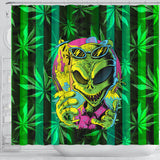 Alien In the Bathroom on Good Vibes - Perfect Home Decor for Cannabis Lover - Shower Curtain