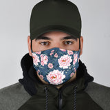 Grey Design With Pink Flowers Protection Face Mask