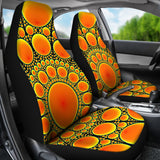 Neon Orange Sun Car Seat Cover