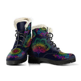 Colorful Flower Of Blue Spirit Faux Fur Leather Boots