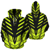 Racing Style Black & Lime Green Stripes Vibes All Over Hoodie