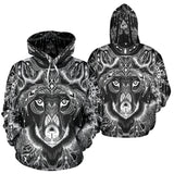 Lovely Old Mystical Boho Wolf All Over Hoodie