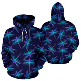 Lovely Neon Blue Dragonfly All Over Hoodie