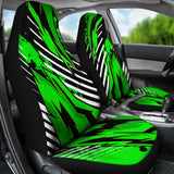 Racing Style Funky Green & White Stripes Vibes Car Seat Covers