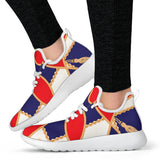 Red And Blue Chain Mesh Knit Sneakers
