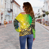 Energizing Neon Dots Women's Off Shoulder Sweater