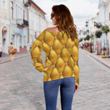 Exclusive Golden Pattern Women's Off Shoulder Sweater