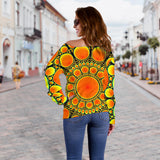 Neon Orange Sun Women's Off Shoulder Sweater