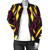 Racing Style Dark Neon & Yellow Vibes Women's Bomber Jacket