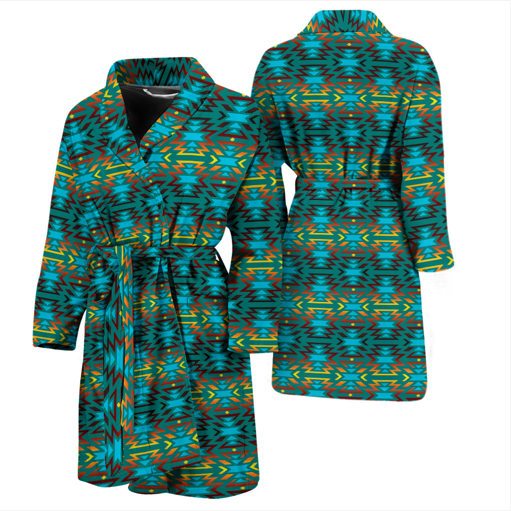 Fire Colors And Turquoise Teal Men's Bath Robe – This is iT Original