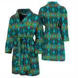 Fire Colors And Turquoise Teal Men's Bath Robe