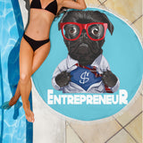 Pug Hero Entrepreneur Beach Blanket