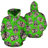 Neon Green Style & Skull Design All Over Hoodie