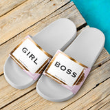 GIRL BOSS Design With Gold Stripes Slide Sandals
