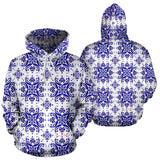 Amazing Traditional White & Blue Ornaments Vibes Three All Over Hoodie