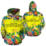 Luxury Floral - Tropical design Style Hoodie with Quote by Emotions. Rainbow Sheep