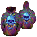 Colorful Psychedelic Design Skull with Mushrooms One Hoodie