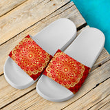Luxury Special Gold Style Mandala With Red Art Slide Sandals