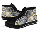 Luxury Marble Grey Design With Gold Stripes High Top Shoe
