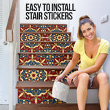 Best Home Decoration Luxury Mandala Style One Stair Stickers (Set of 6)