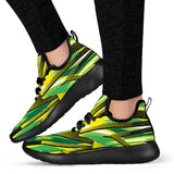 Racing Style Brazil Colors Black Mesh Knit Sneakers