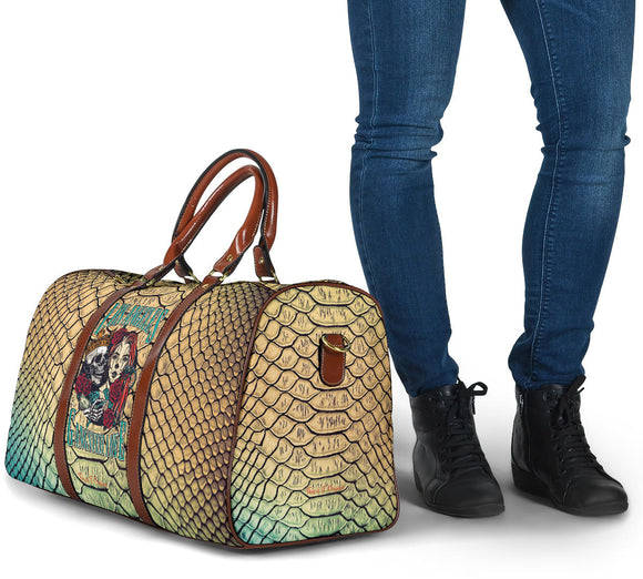 Luxury Metallic Snake Skin Design & Los Angeles Gangster Love Tattoo Style Travel Bag