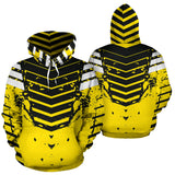 Racing Urban Style Black & Yellow Stripes Vibes All Over Hoodie