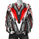 Racing Army Style Grey & Wild Red Colorful Vibe Women's Sweater