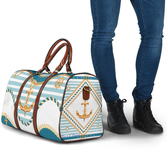 Special Gold & Blue Navy Design - Anchor - Travel Bag