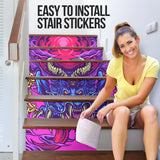 Hypnotic Cartoon Neon Devil Stair Stickers (Set of 6)
