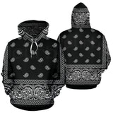 Black and White Bandana Style All Over Hoodie