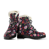 Floral Blush Pastel Roses Peonies Faux Fur Leather Boots