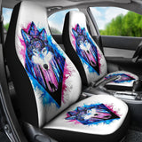 Colorful Wolf Car Seat Cover