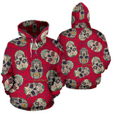 Red Style & Skull Design All Over Hoodie