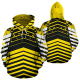 Racing Urban Style Yellow & Black Stripes Vibes All Over Hoodie