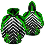Racing Urban Style Green & White Stripes Vibes All Over Hoodie
