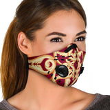 Bordeaux With Golden Ornament Premium Protection Face Mask