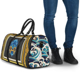 Luxury Japan Wave X Blue Lion in Gold Frame Design Travel Bag