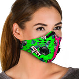 Tattoo Studio Design In Neon Green & Pink Vibes Premium Protection Face Mask
