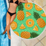 Summer Pineapple Parade Round Beach Blanket