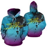 Light Blue Street Art Design With Black Painted Style - KEEP CALM - PANIC ATTACK HOODIE