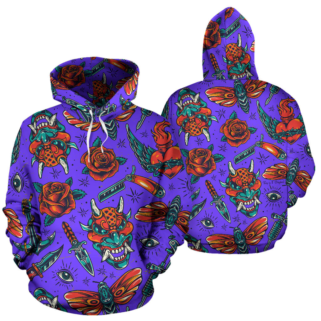 Violet Design & Skull With Rose Fashion All Over Hoodie – This is iT ...